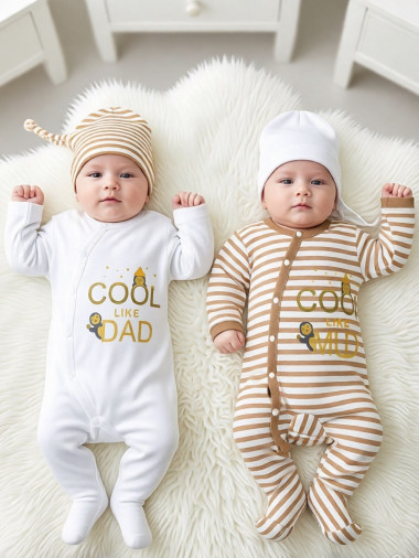 Комбинезоны для новорожденных с шапочками COOL, 4 предмета