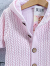 Комбинезон вязаный розовый Косичка с капюшоном фото 3 &mdash; MamaEmma.ru