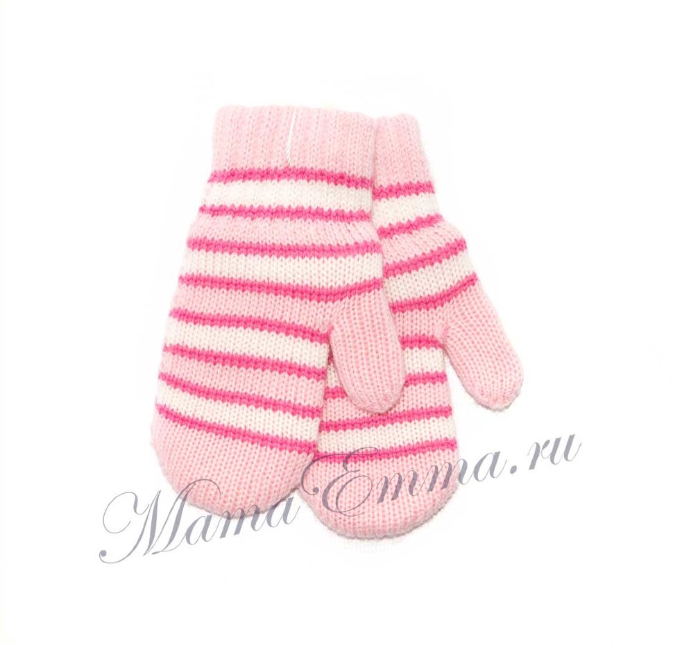 Двойные зимние варежки (шерсть мериноса) розовые фото 1 &mdash; MamaEmma.ru