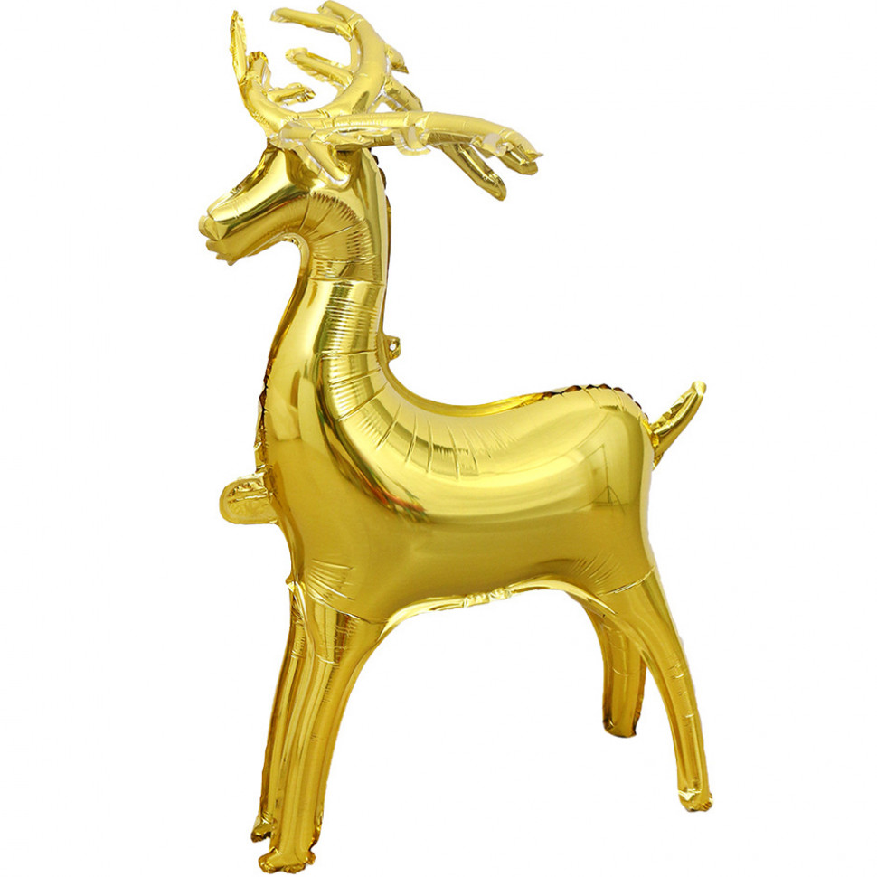 Шар (48''/122 см) Фигура 3D, Олень, Золото, 1 шт. в уп. фото 1 &mdash; МамаЭмма