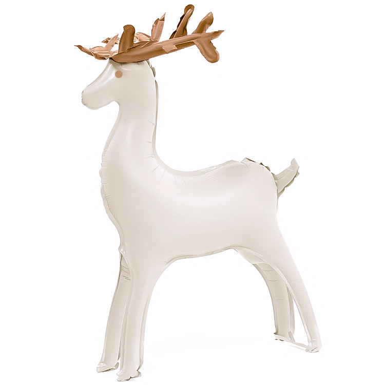 Шар (49''/124 см) Фигура 3D, Олень, Бежевый, Сатин, 1 шт. в уп. фото 1 &mdash; МамаЭмма
