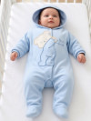 Комбинезон утепленный хлопковый Мишка, голубой фото 1 &mdash; MamaEmma.ru