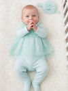 Комбинезон с кружевом и повязка LUX GIRL мятный фото 5 &mdash; MamaEmma.ru