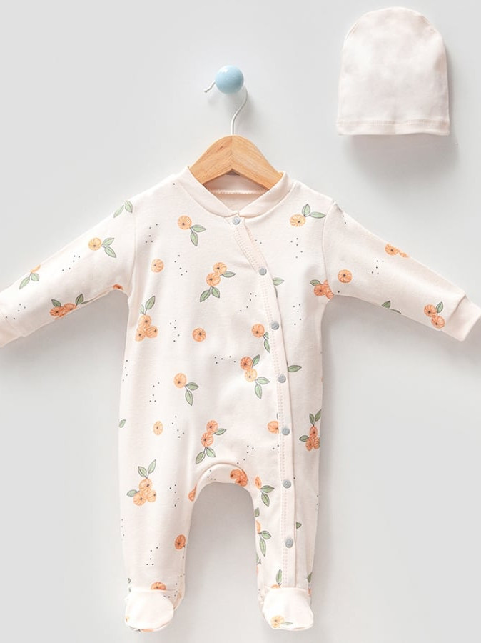Хлопковый комбинезон и шапочка Мандарины фото 1 &mdash; MamaEmma.ru