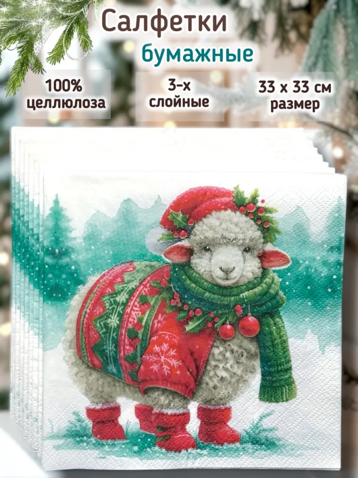 Новогодние салфетки бумажные Символ года 2027  и декупаж фото 1 &mdash; МамаЭмма