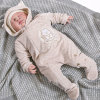 Велюровый слип с ушками на капюшоне Kitten бежевый фото 1 &mdash; MamaEmma.ru