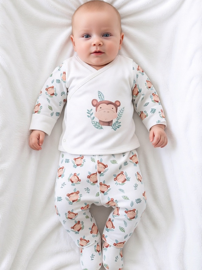 Комплект нательной одежды для новорожденных Monkey, Турция фото 1 &mdash; МамаЭмма