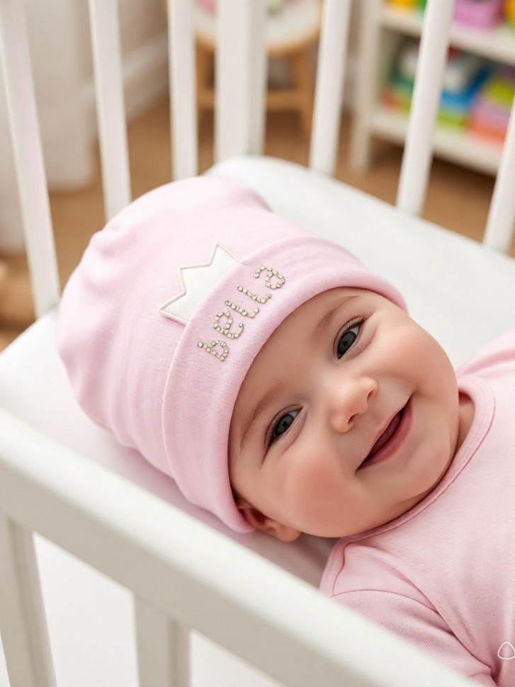 Шапка с отворотом Broel Bella розовая фото 1 &mdash; MamaEmma.ru