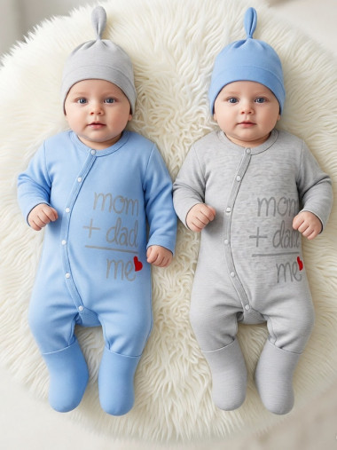 Комплект комбинезонов Mom+Dad с шапочками